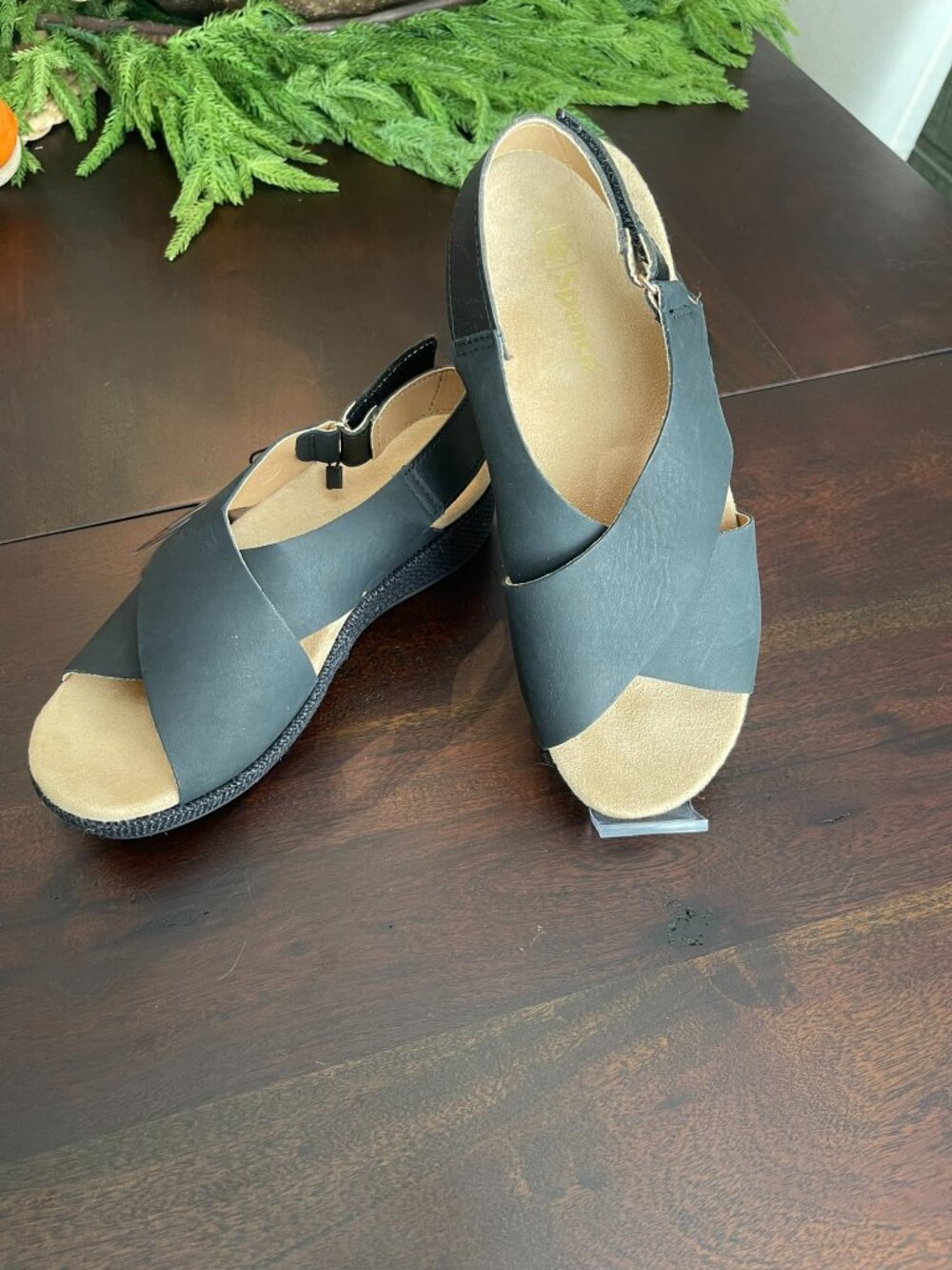 Women's Black Crisscross Slingback Sandals